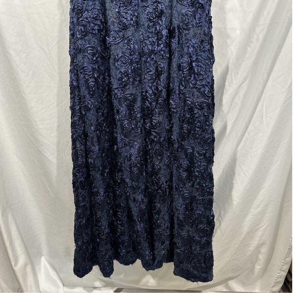 NWT $259 ALEX‎ EVENINGS [ 6 ] Embellished Lace Rosette A-Line Gown in Navy Blue - Picture 13 of 14